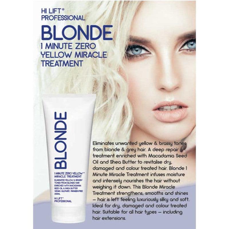 Hi Lift Blonde 1 Minute Zero Yellow Miracle Treatment 200ml.