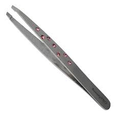 BeautyPRO Dazzle Me Pink Crystal Slant Tweezer