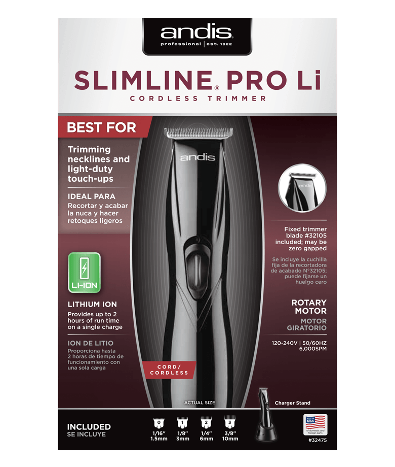 Andis Slimline Pro Li Cordless Trimmer D8 Black.