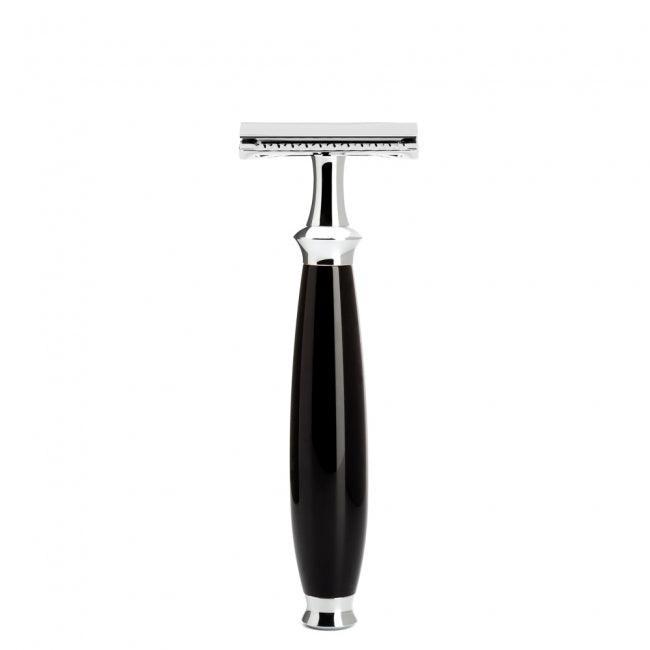 Muhle Purist R 56 Closed Comb Safety Razor Black Resin Chrome Plated