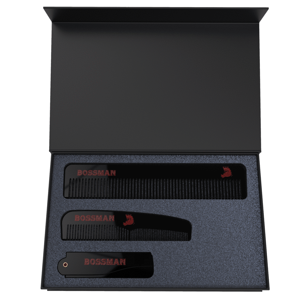 Bossman Set of 3 Acetate Beard Mustache Hair Combs