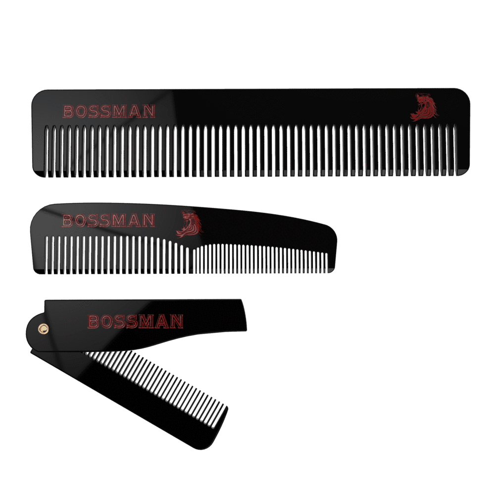 Bossman Set of 3 Acetate Beard Mustache Hair Combs