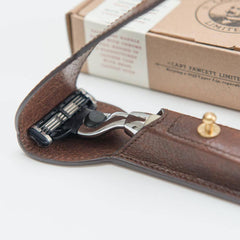 Captain Fawcett Handcrafted Mach 3 Razor with Luxury Leather Case