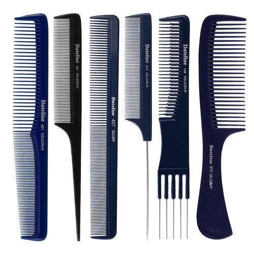 Dateline Professional Blue Celcon 501 Fine Plastic Tail Comb - 20cm
