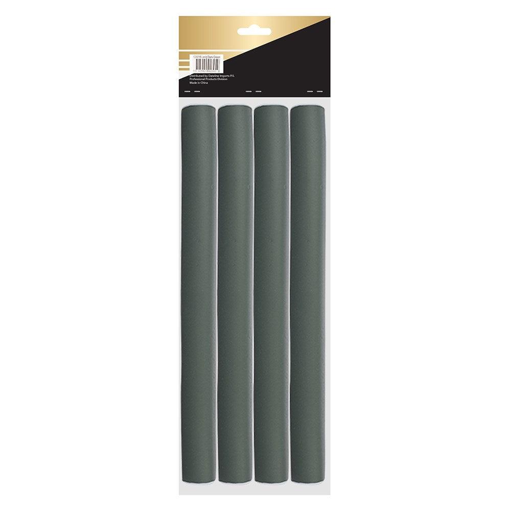 Hair FX Extra Large Flexible Rollers - Green, 4pk