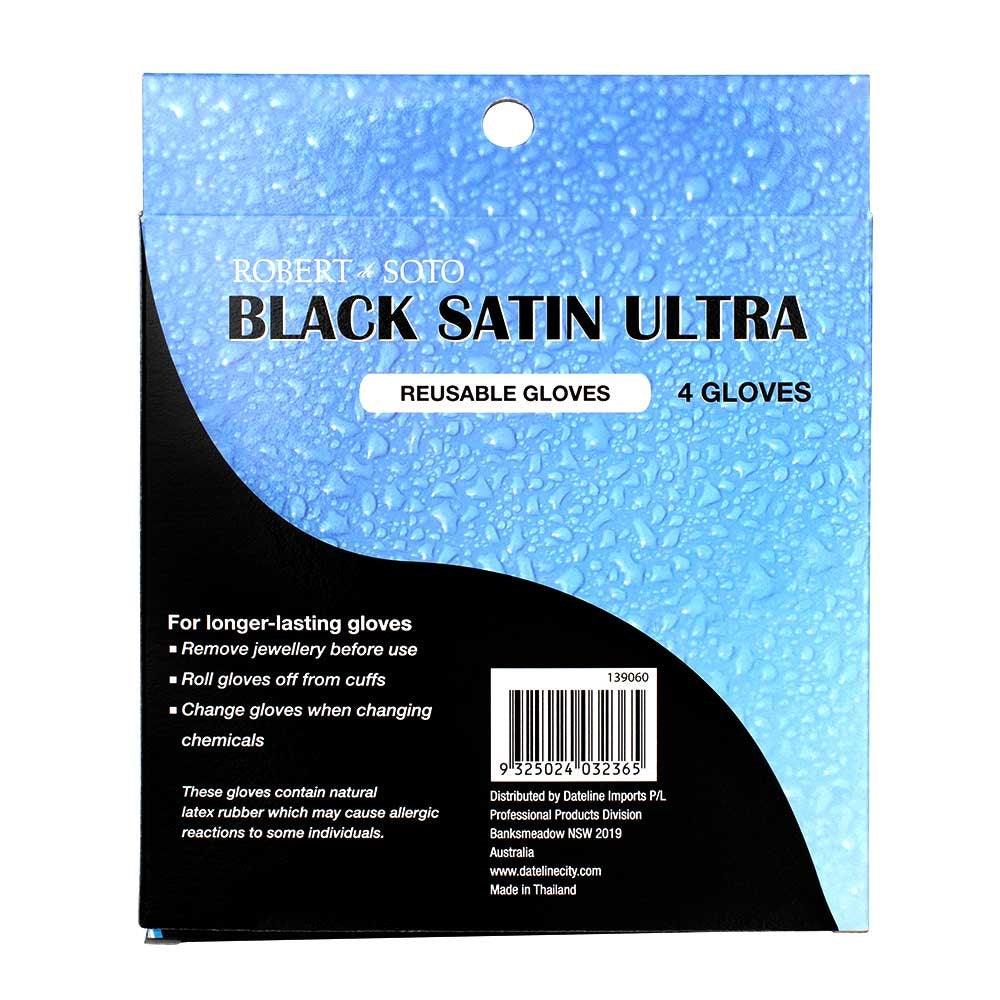 Robert de Soto Black Satin Ultra Reusable Gloves Small 4 Pack