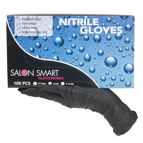 Salon Smart Nitrile Gloves Black Medium 100 pk