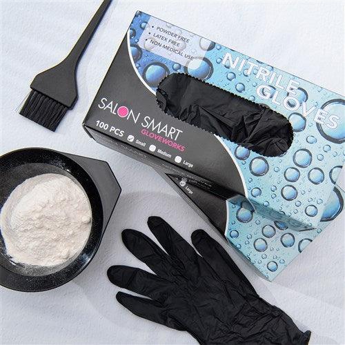 Salon Smart Nitrile Gloves Black Medium 100 pk