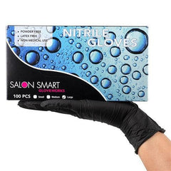 Salon Smart Nitrile Gloves Black Large 100 pk
