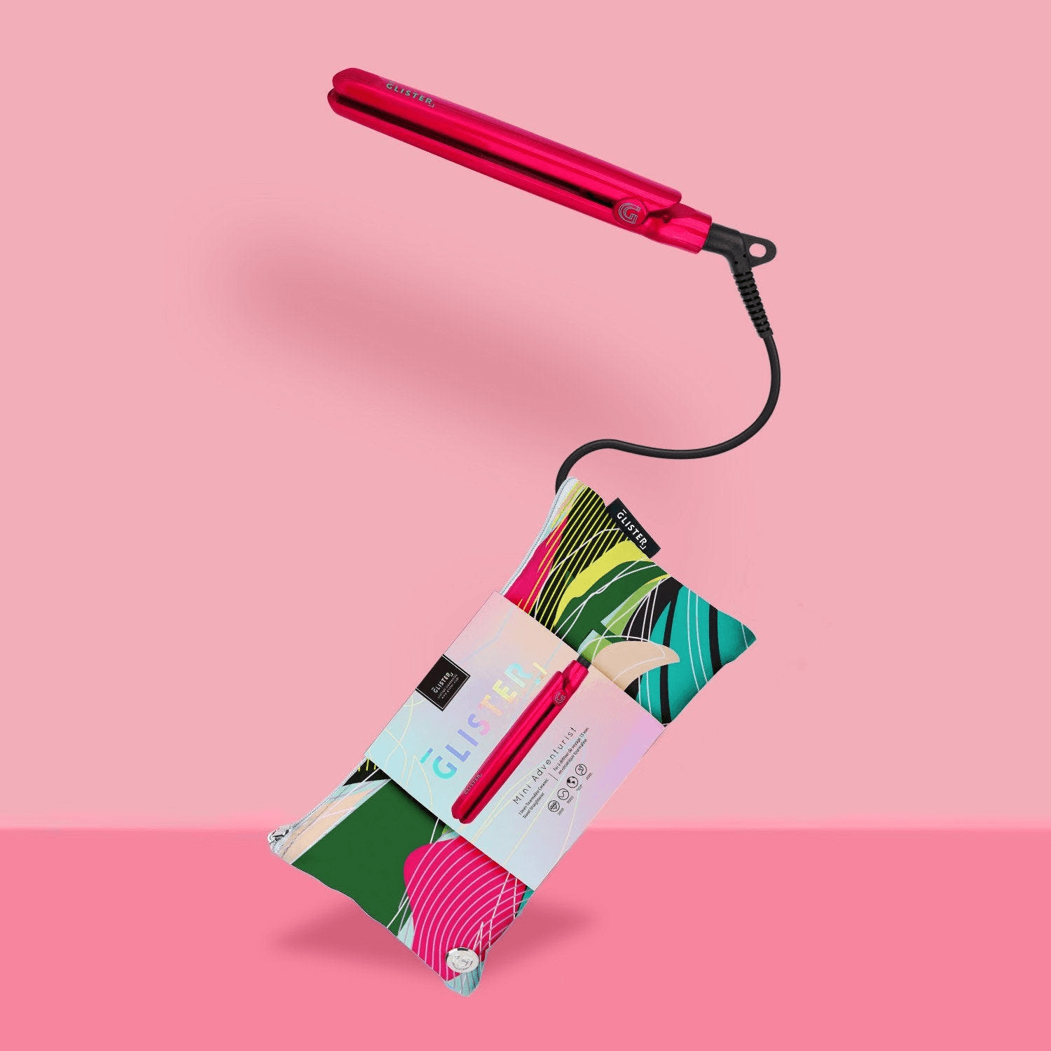 Glister Mini Travel Tourmaline Straightener 13mm-Flamingo