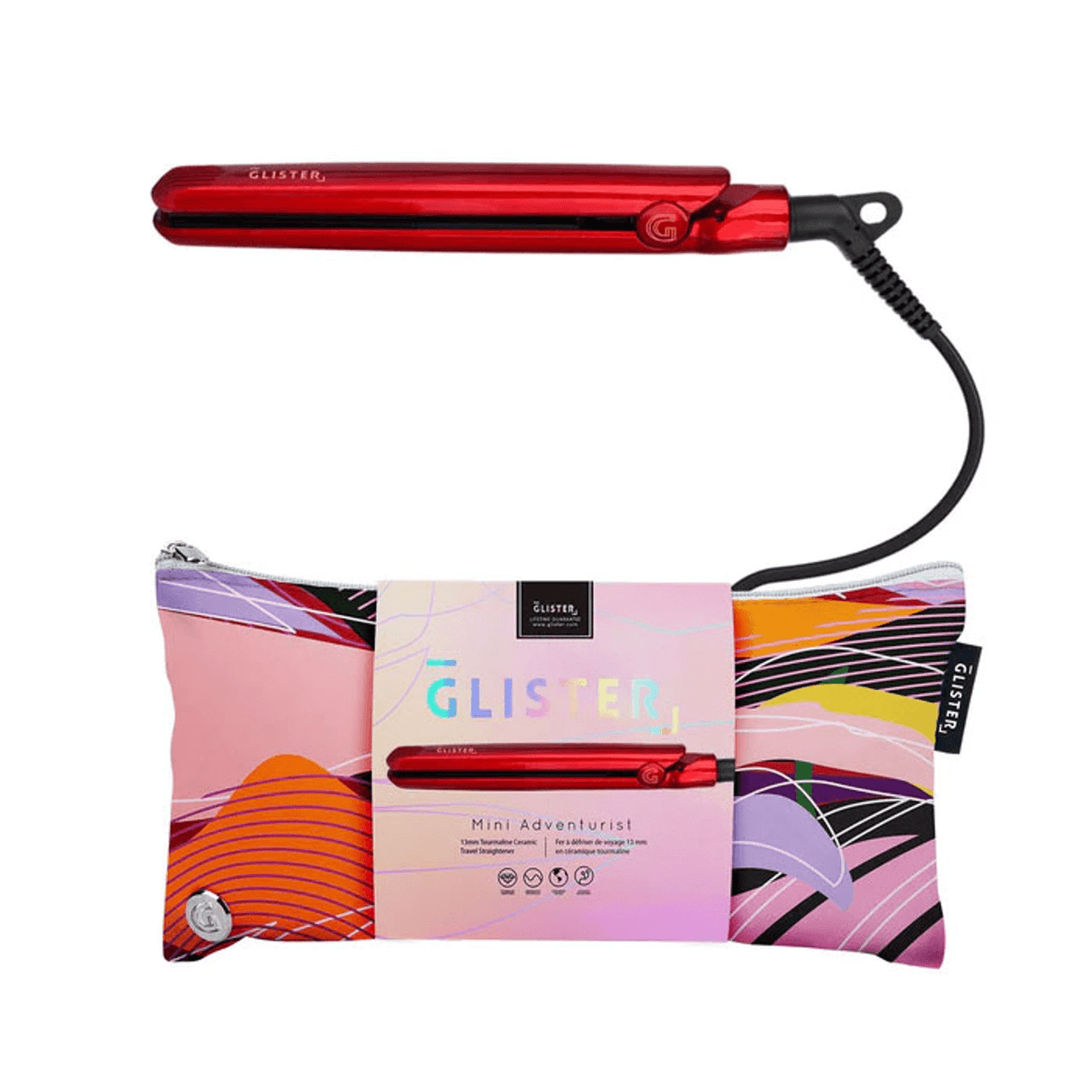 Glister Mini Travel Tourmaline Straightener 13mm Sangria