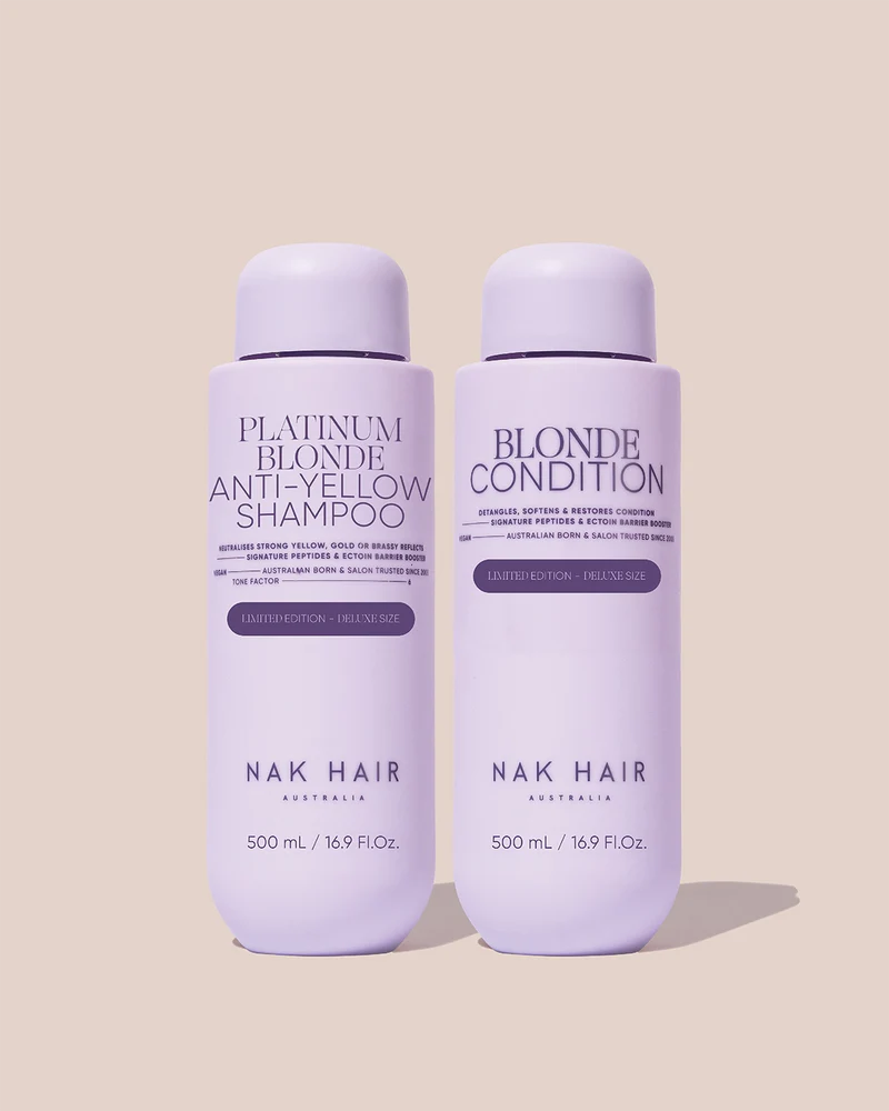 NAK Platinum Blonde Shampoo and Blonde Condition Deluxe Size Duo 500ml Limited Edition