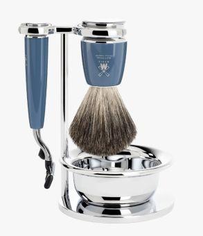 Muhle Rytmo 4 piece Shaving Set Petrol Resin with Mach3