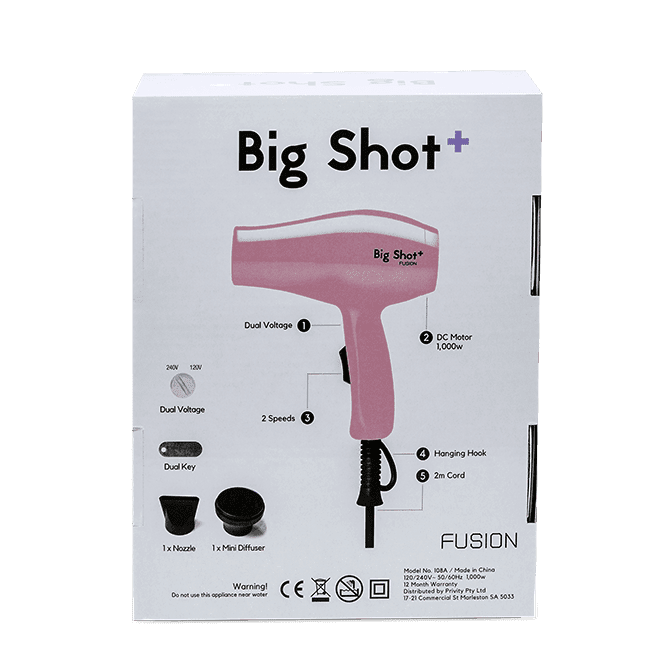 Fusion Big Shot Travel Hair Dryer In Baby Pink