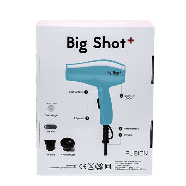 Fusion Big Shot Travel Hair Dryer In Sky Blue
