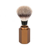 Muhle Hexagon Chrome Bronze Plated 3 Piece Shaving Set with Synthetic Silvertip Brush and Safety Razor