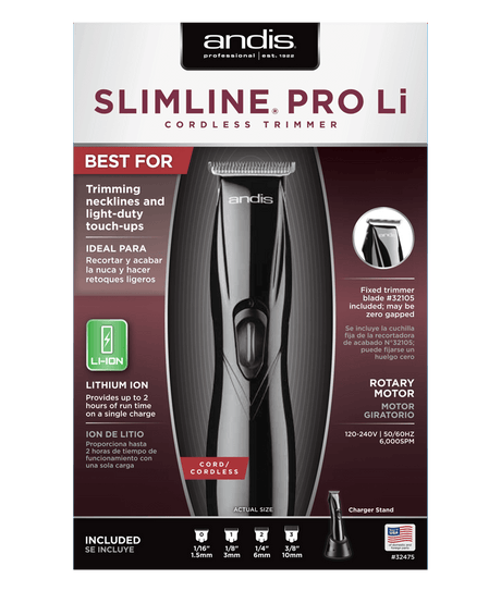 Andis Slimline Pro Li Cordless Trimmer D8 Black.
