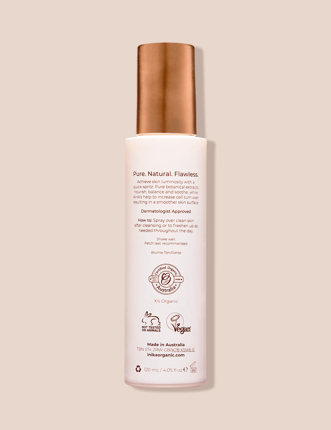 INIKA Organic Hydrating Toning Mist 120ml.