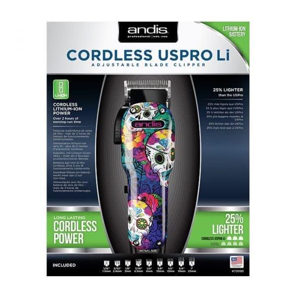Andis Us Pro Li Cordless Clipper Sugar Skull Design.