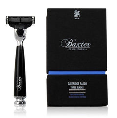 Baxter of California Three Blade Cartridge Razor Black Handle Mach 3 Blade