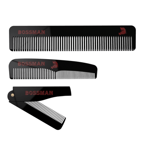Bossman Set of 3 Acetate Beard Mustache Hair Combs