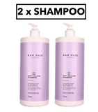 NAK Hair Platinum Blonde Anti Yellow Shampoo 1 Litre duo.